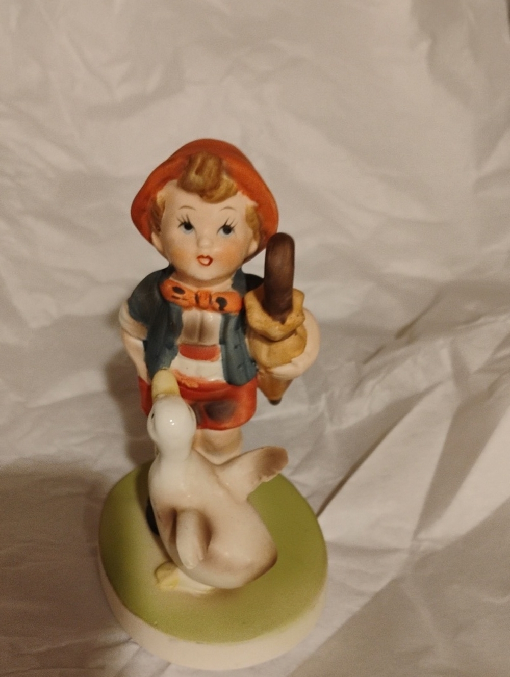 Whimsical Ceramic Boy with Duck Figurine From Flambro